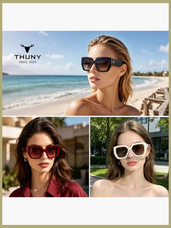 Retro Oversized Polarized Square Sunglasses UV400 Acetate Frame main image 6